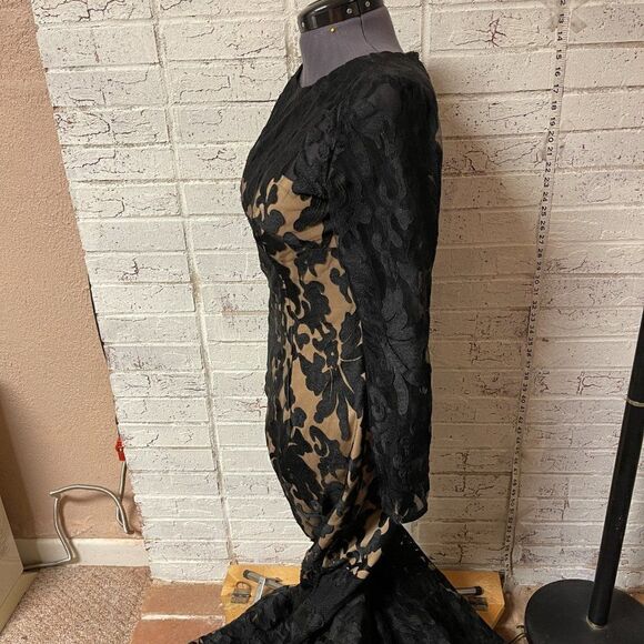 MILANO Black Lace Full Length Cocktail Formal Dress  8 #E1883 - Picture 11 of 15